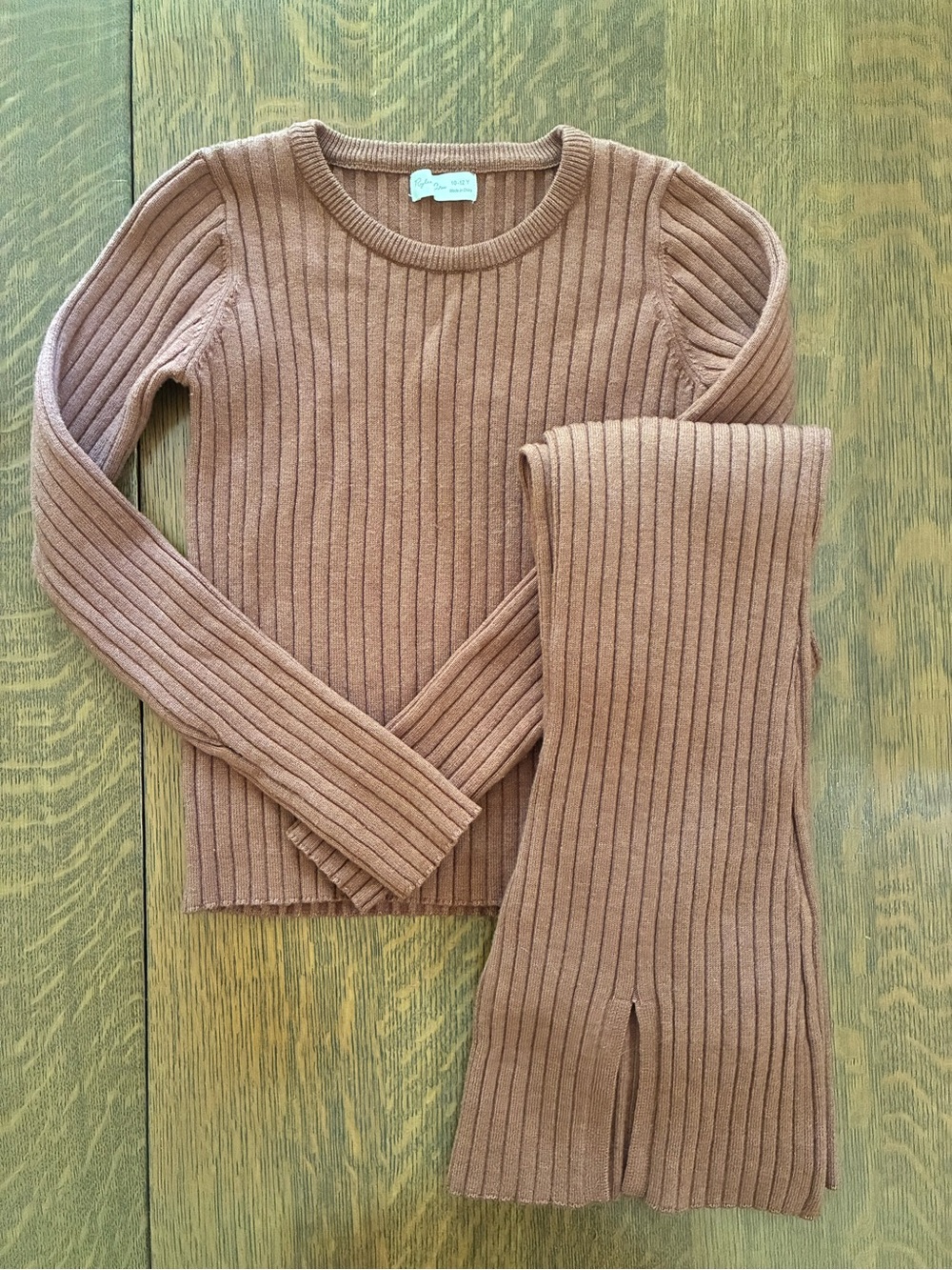 Rylee + Cru Ribbed Scoop Neck Set in Brown